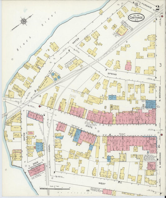 Sanborn Fire Insurance Map from Carthage, Jefferson County, New York (1915), Sheet #0002 - Historic Sanborn Fire Insurance Map Print, vintage old map wall art, antique decor, genealogy gift, New York New York map