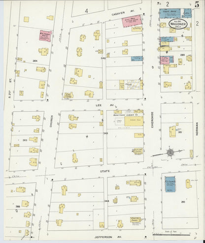 Sanborn Fire Insurance Map from Wagoner, Wagoner County, Oklahoma (1910), Sheet #0005 - Complete Map Set gallery image, historic Sanborn map, vintage wall art, Oklahoma Oklahoma