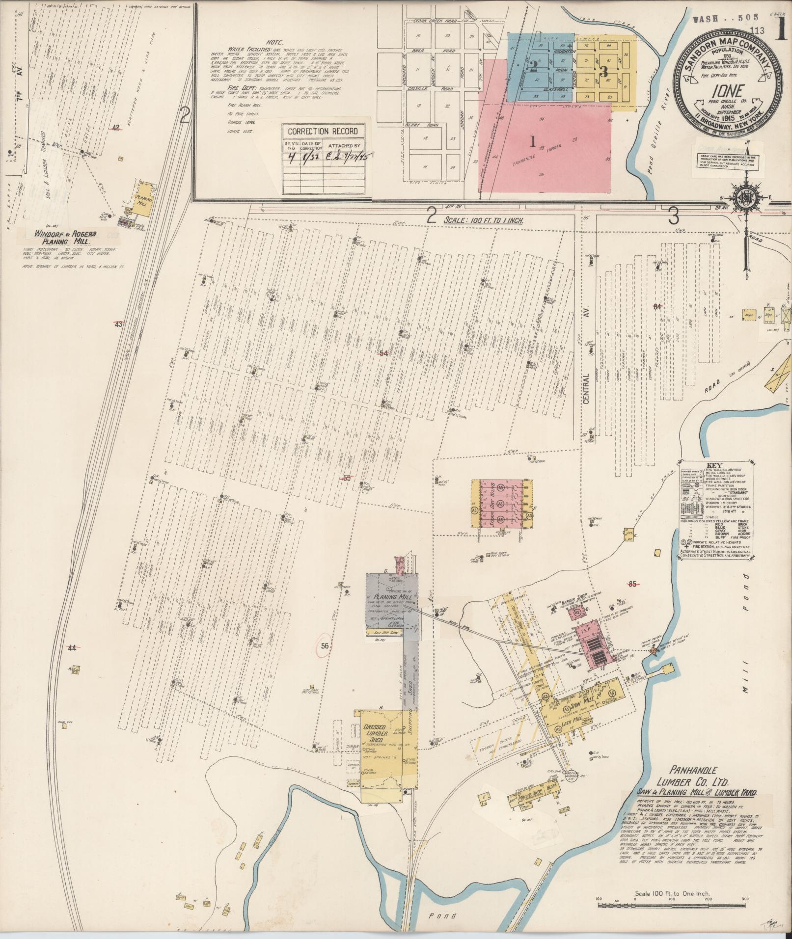 Sanborn Fire Insurance Map from Ione, Pend Oreille County, Washington (1932), Sheet #0001 - Complete Map Set gallery image, historic Sanborn map, vintage wall art, Washington Washington