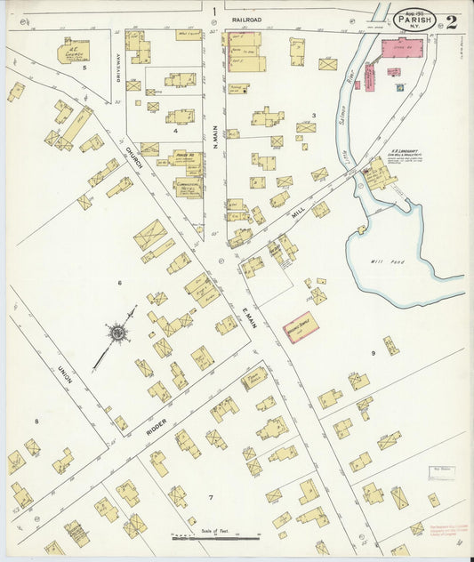 Sanborn Fire Insurance Map from Parish, Oswego County, New York (1911), Sheet #0002 - Historic Sanborn Fire Insurance Map Print, vintage old map wall art, antique decor, genealogy gift, New York New York map