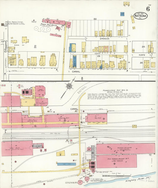Sanborn Fire Insurance Map from Natrona, Allegheny County, Pennsylvania (1921), Sheet #0006 - Historic Sanborn Fire Insurance Map Print, vintage old map wall art, antique decor, genealogy gift, Pennsylvania Pennsylvania map