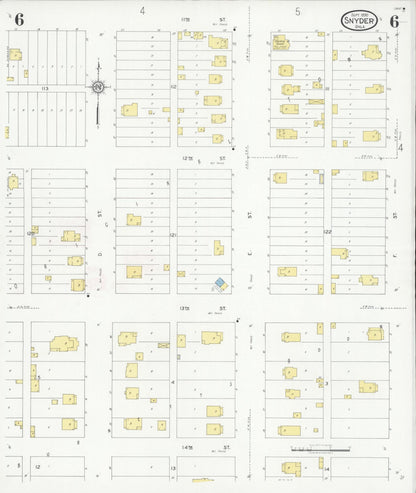 Sanborn Fire Insurance Map from Snyder, Kiowa County, Oklahoma (1930), Sheet #0006 - Complete Map Set gallery image, historic Sanborn map, vintage wall art, Oklahoma Oklahoma