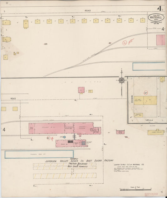 Sanborn Fire Insurance Map from Whitehall, Jefferson County, Montana (1927), Sheet #0004 - Historic Sanborn Fire Insurance Map Print, vintage old map wall art, antique decor, genealogy gift, Montana Montana map