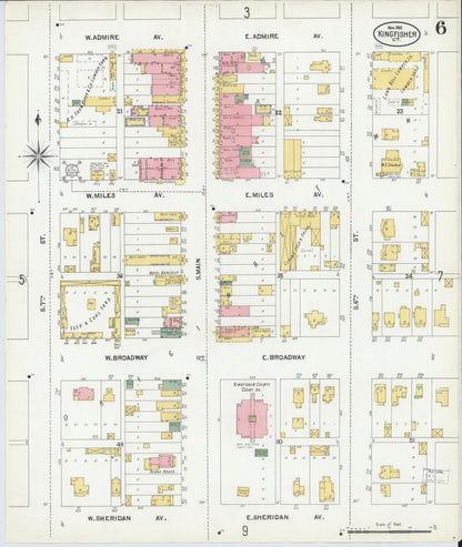 Sanborn Fire Insurance Map from Kingfisher, Kingfisher County, Oklahoma (1901), Sheet #0006 - Complete Map Set gallery image, historic Sanborn map, vintage wall art, Oklahoma Oklahoma