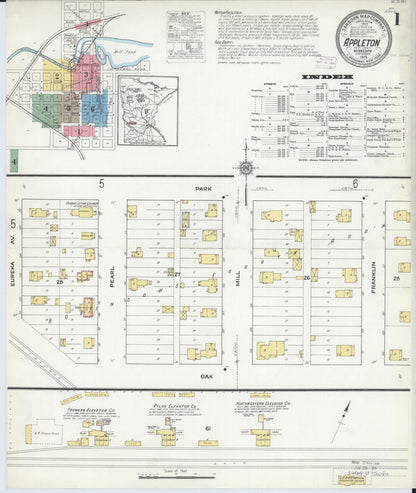 Sanborn Fire Insurance Map from Appleton, Swift County, Minnesota (1915), Sheet #0001 - Complete Map Set gallery image, historic Sanborn map, vintage wall art, Minnesota Minnesota
