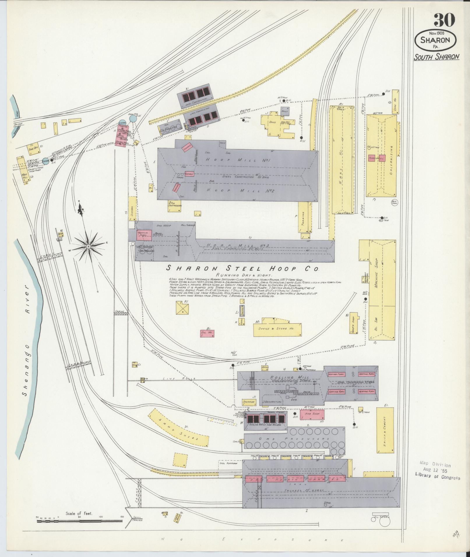 Sanborn Fire Insurance Map from Sharon, Mercer County, Pennsylvania. (1908), Sheet 30 – Historic Sanborn Fire Insurance Map Print