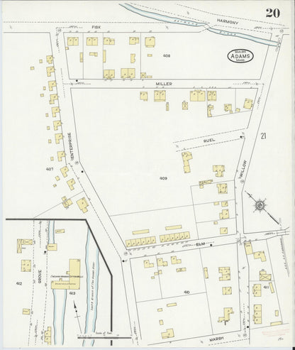 Sanborn Fire Insurance Map from Adams, Berkshire County, Massachusetts (1914), Sheet #0020 - Complete Map Set gallery image, historic Sanborn map, vintage wall art, Massachusetts Massachusetts