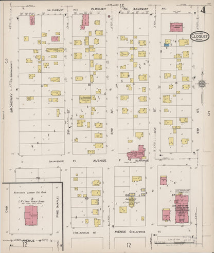 Sanborn Fire Insurance Map from Cloquet, Carlton County, Minnesota (1922), Sheet #0004 - Complete Map Set gallery image, historic Sanborn map, vintage wall art, Minnesota Minnesota