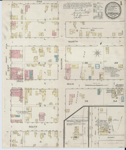 Sanborn Fire Insurance Map from Carbondale, Jackson County, Illinois (1886), Sheet #0001 - Complete Map Set gallery image, historic Sanborn map, vintage wall art, Illinois Illinois