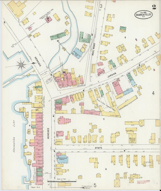 Sanborn Fire Insurance Map from Skaneateles, Onondaga County, New York (1898), Sheet #0002 - Historic Sanborn Fire Insurance Map Print, vintage old map wall art, antique decor, genealogy gift, New York New York map