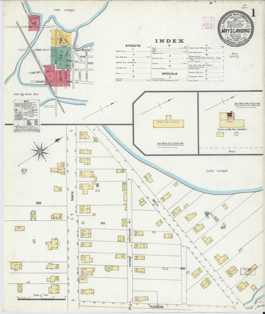 Sanborn Fire Insurance Map from May's Landing, Atlantic County, New Jersey. (1906) – Historic Sanborn Fire Insurance Map Print