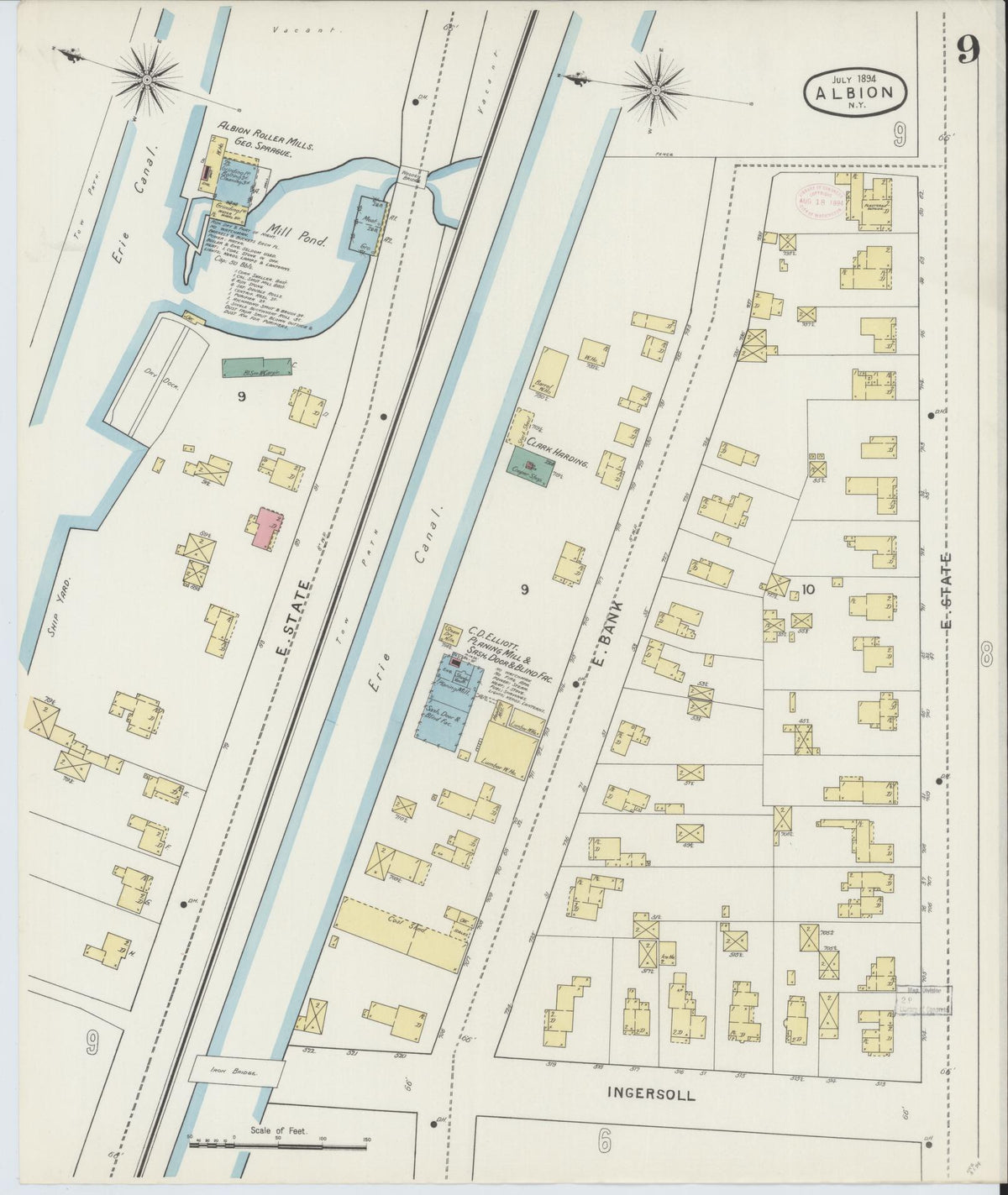 Sanborn Fire Insurance Map from Albion, Orleans County, New York (1894), Sheet #0009 - Complete Map Set gallery image, historic Sanborn map, vintage wall art, New York New York