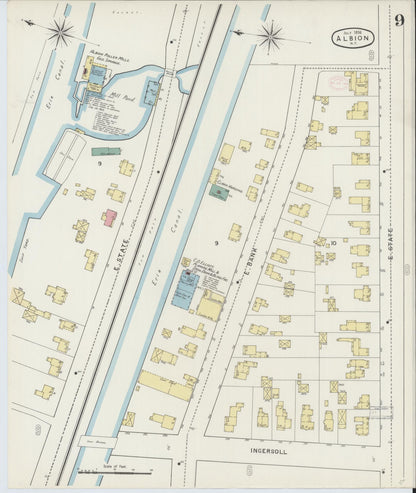 Sanborn Fire Insurance Map from Albion, Orleans County, New York (1894), Sheet #0009 - Complete Map Set gallery image, historic Sanborn map, vintage wall art, New York New York