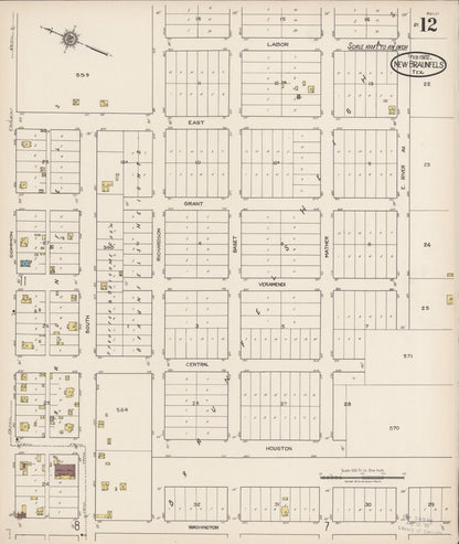 Sanborn Fire Insurance Map from New Braunfels, Comal County, Texas (1922), Sheet #0012 - Complete Map Set gallery image, historic Sanborn map, vintage wall art, Texas Texas
