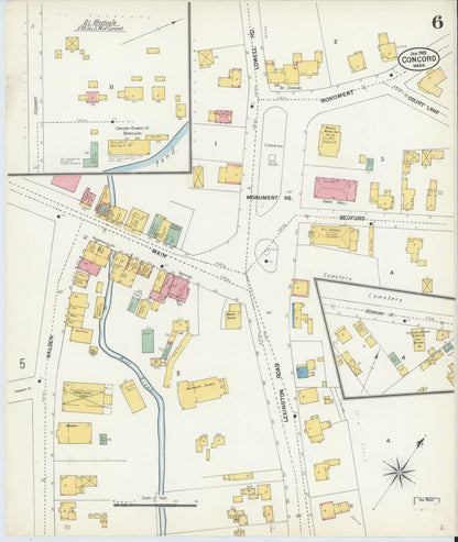 Sanborn Fire Insurance Map from Concord, Middlesex County, Massachusetts (1903), Sheet #0006 - Historic Sanborn Fire Insurance Map Print, vintage old map wall art, antique decor, genealogy gift, Massachusetts Massachusetts map