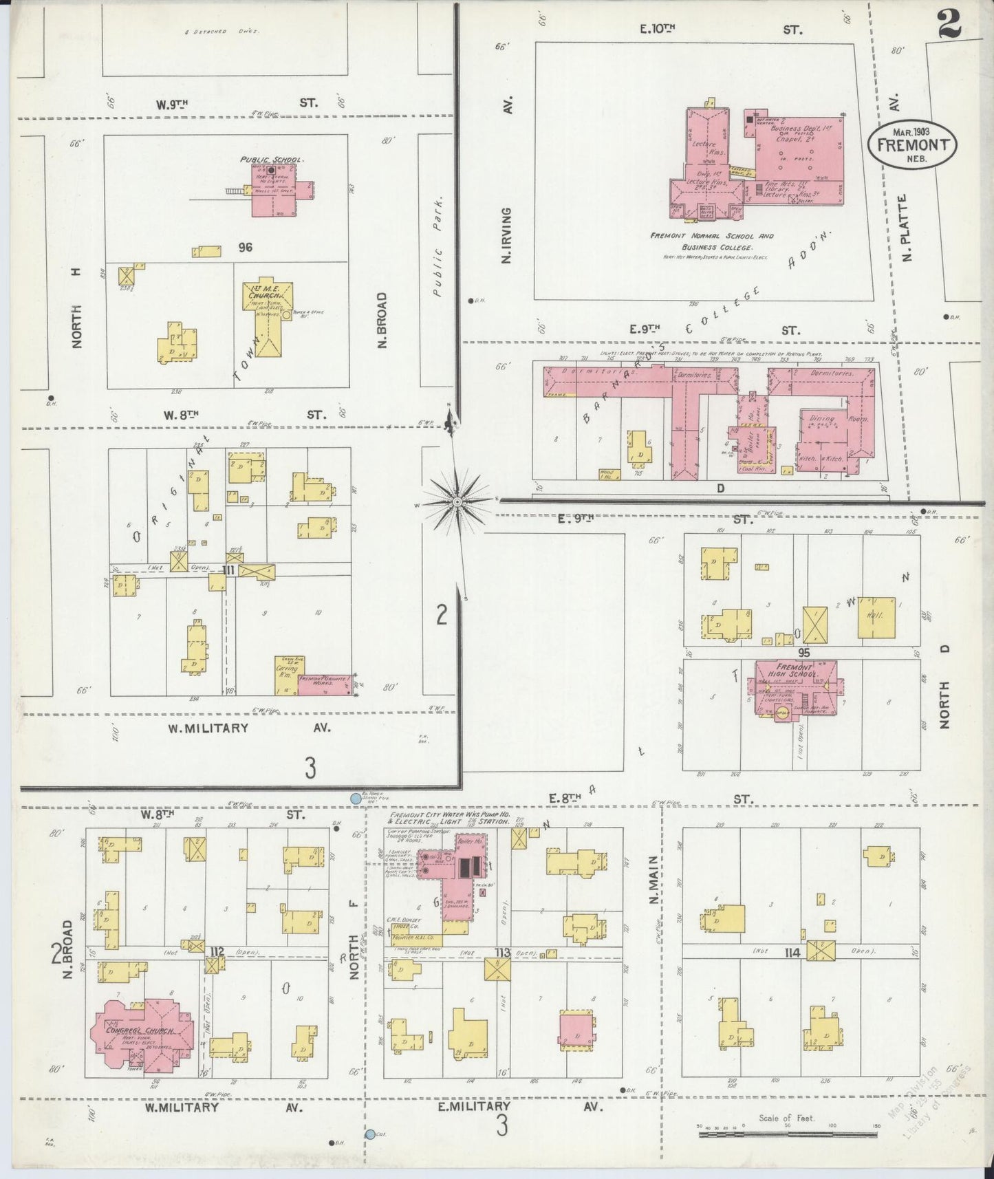 Sanborn Fire Insurance Map from Fremont, Dodge County, Nebraska (1903), Sheet #0002 - Complete Map Set gallery image, historic Sanborn map, vintage wall art, Nebraska Nebraska