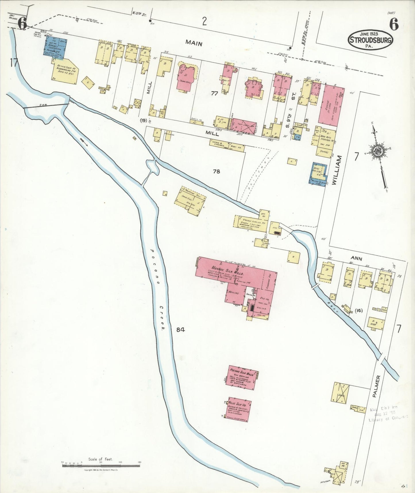 Sanborn Fire Insurance Map from Stroudsburg, Monroe County, Pennsylvania (1923), Sheet #0006 - Complete Map Set gallery image, historic Sanborn map, vintage wall art, Pennsylvania Pennsylvania