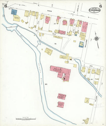 Sanborn Fire Insurance Map from Stroudsburg, Monroe County, Pennsylvania (1923), Sheet #0006 - Complete Map Set gallery image, historic Sanborn map, vintage wall art, Pennsylvania Pennsylvania