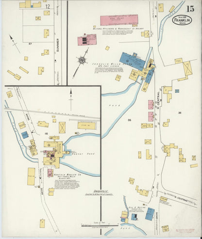 Sanborn Fire Insurance Map from Franklin, Norfolk County, Massachusetts (1919), Sheet #0015 - Complete Map Set gallery image, historic Sanborn map, vintage wall art, Massachusetts Massachusetts