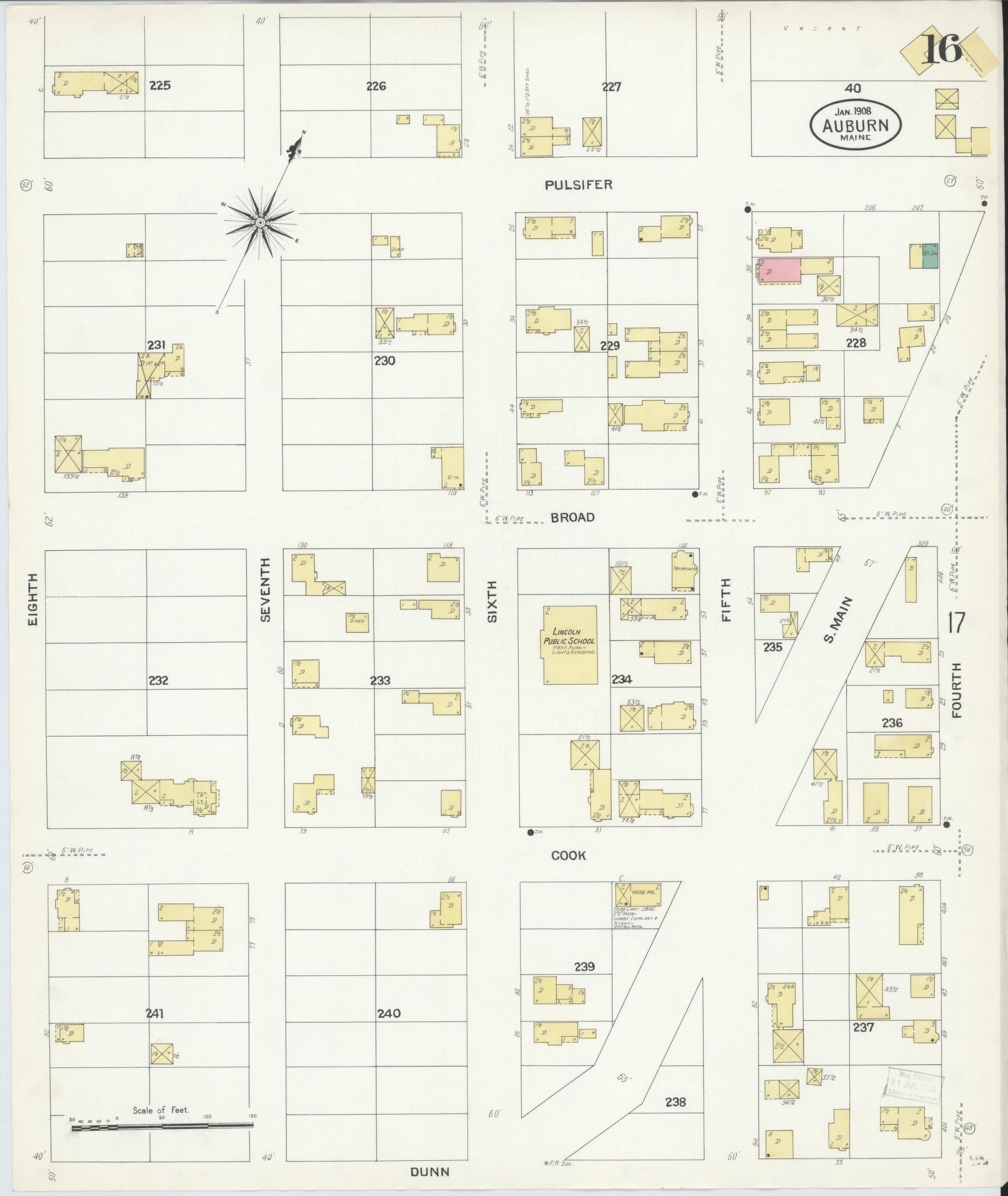 Sanborn Fire Insurance Map from Auburn, Androscoggin County, Maine (1908), Sheet #0016 - Complete Map Set gallery image, historic Sanborn map, vintage wall art, Maine Maine