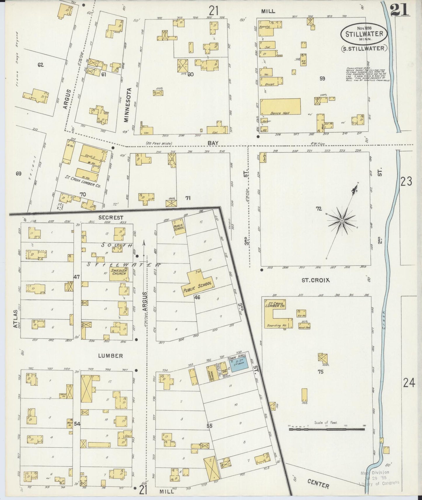 Sanborn Fire Insurance Map from Stillwater, Washington County, Minnesota (1898), Sheet #0021 - Complete Map Set gallery image, historic Sanborn map, vintage wall art, Minnesota Minnesota