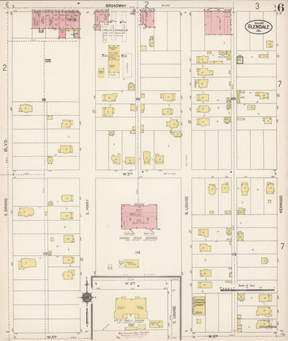 Sanborn Fire Insurance Map from Glendale, Los Angeles County, California (1912), Sheet #0006 - Historic Sanborn Fire Insurance Map Print, vintage old map wall art, antique decor, genealogy gift, California California map