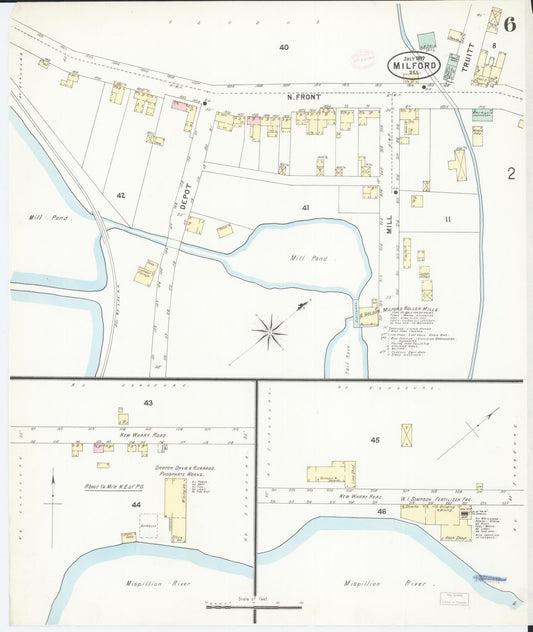 Sanborn Fire Insurance Map from Milford, Kent And Sussex Counties, Delaware (1897), Sheet #0006 - Historic Sanborn Fire Insurance Map Print, vintage old map wall art, antique decor, genealogy gift, Delaware Delaware map