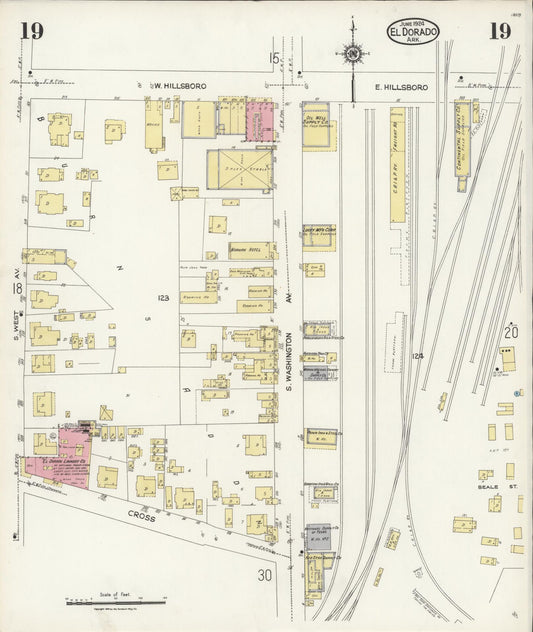 Sanborn Fire Insurance Map from El Dorado, Union County, Arkansas (1924), Sheet #0019 - Historic Sanborn Fire Insurance Map Print, vintage old map wall art, antique decor, genealogy gift, Arkansas Arkansas map