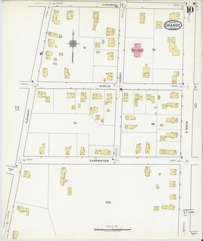 Sanborn Fire Insurance Map from Orange, Franklin County, Massachusetts (1917), Sheet #0010 - Complete Map Set gallery image, historic Sanborn map, vintage wall art, Massachusetts Massachusetts