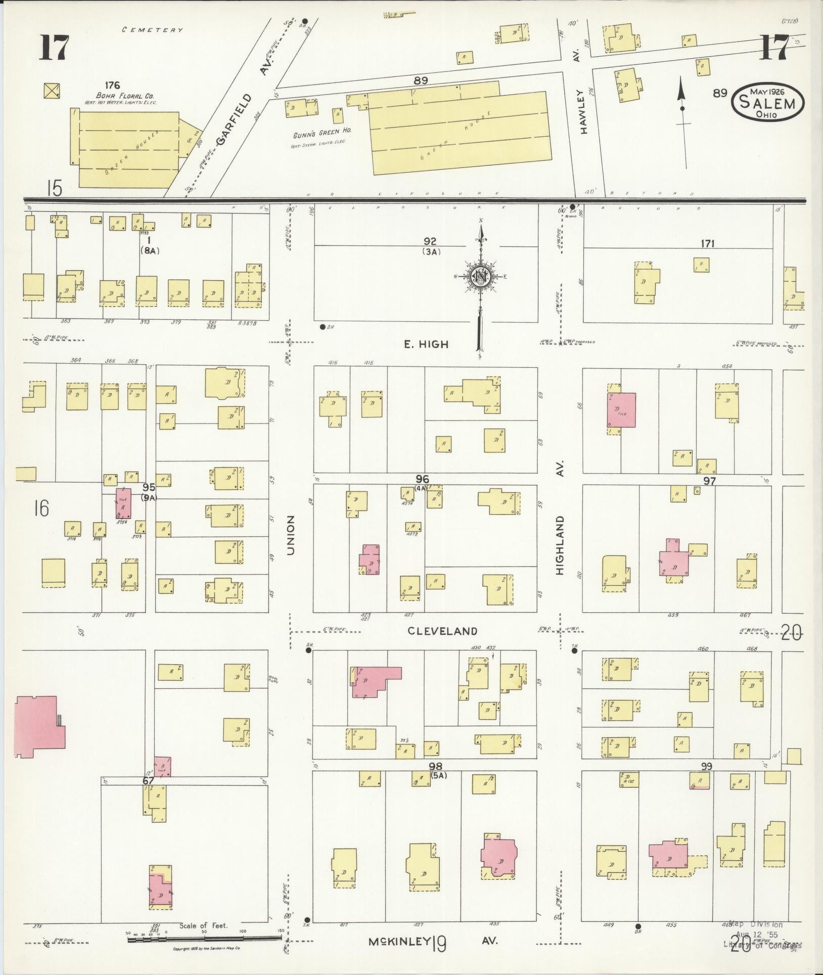 Sanborn Fire Insurance Map from Salem, Columbiana County, Ohio (1926), Sheet #0017 - Complete Map Set gallery image, historic Sanborn map, vintage wall art, Ohio Ohio