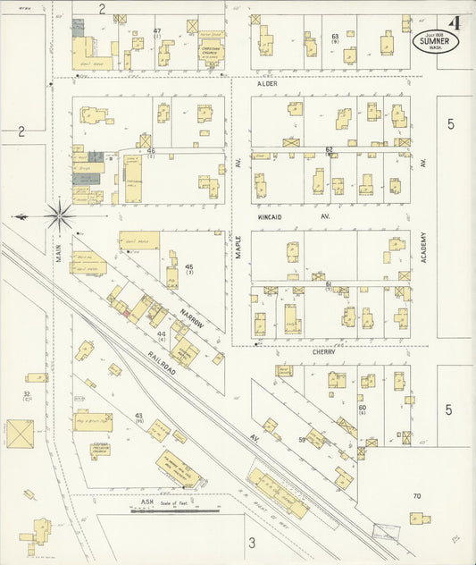 Sanborn Fire Insurance Map from Sumner, Pierce County, Washington (1908), Sheet #0004 - Historic Sanborn Fire Insurance Map Print, vintage old map wall art, antique decor, genealogy gift, Washington Washington map
