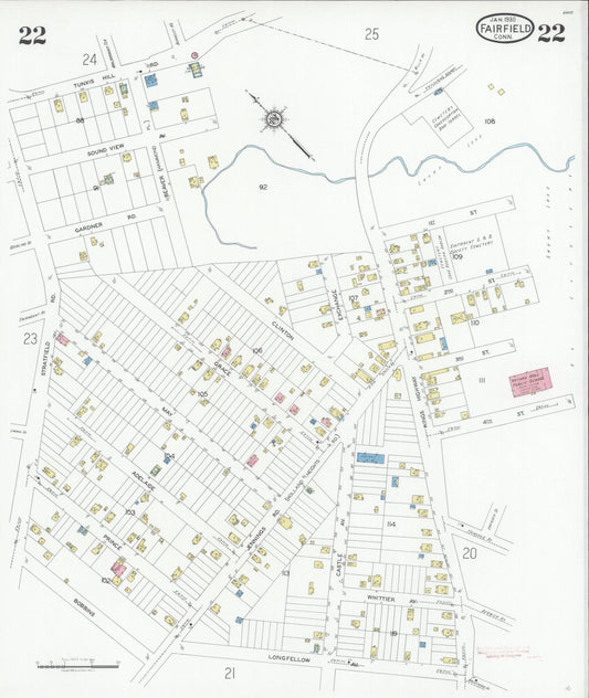 Sanborn Fire Insurance Map from Fairfield, Fairfield County, Connecticut (1930), Sheet #0022 - Historic Sanborn Fire Insurance Map Print, vintage old map wall art, antique decor, genealogy gift, Connecticut Connecticut map