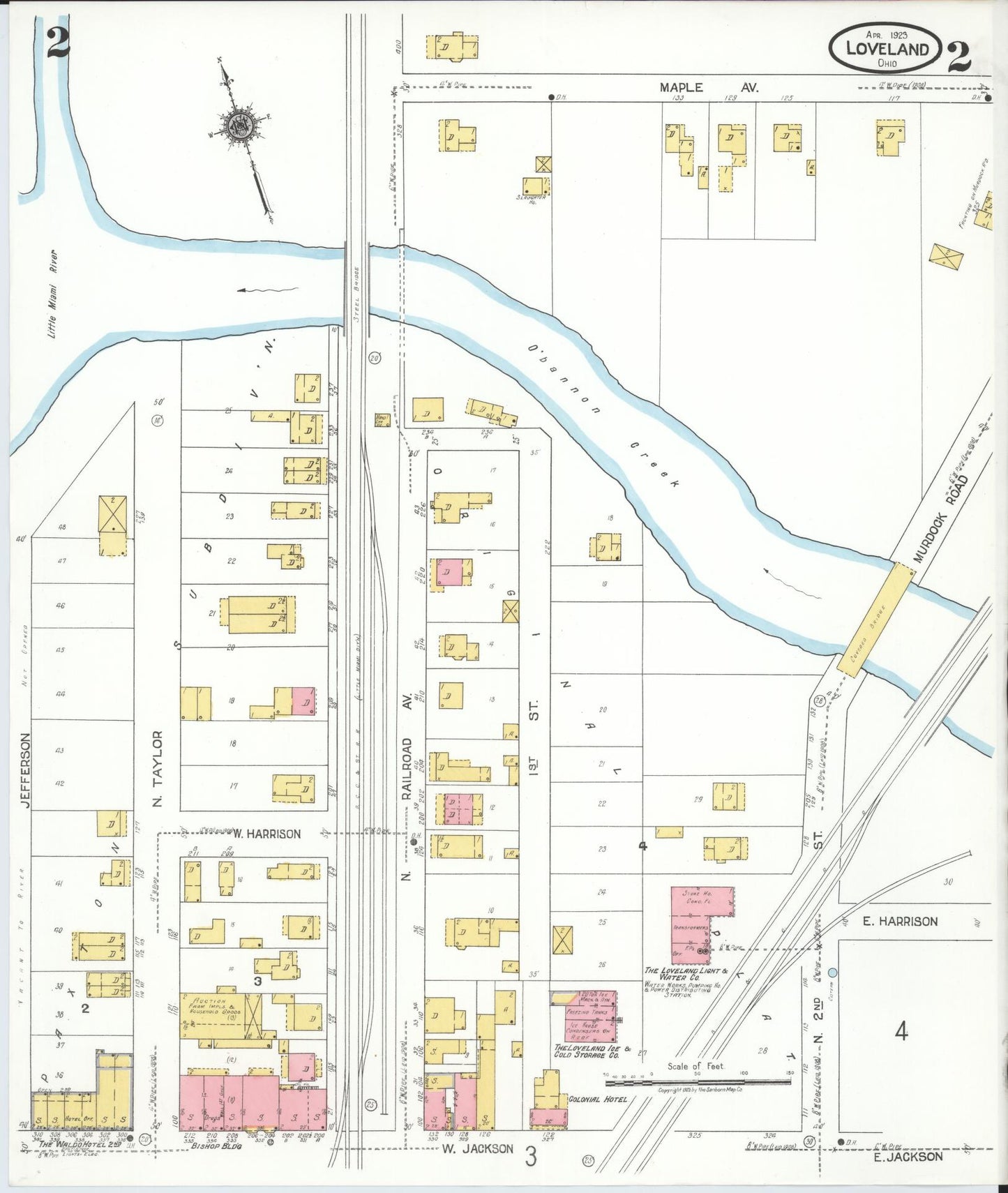 Sanborn Fire Insurance Map from Loveland, Clermont, Hamilton, And Warren County, Ohio (1923), Sheet #0002 - Historic Sanborn Fire Insurance Map Print, vintage old map wall art, antique decor, genealogy gift, Ohio Ohio map