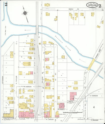 Sanborn Fire Insurance Map from Loveland, Clermont, Hamilton, And Warren County, Ohio (1923), Sheet #0002 - Historic Sanborn Fire Insurance Map Print, vintage old map wall art, antique decor, genealogy gift, Ohio Ohio map
