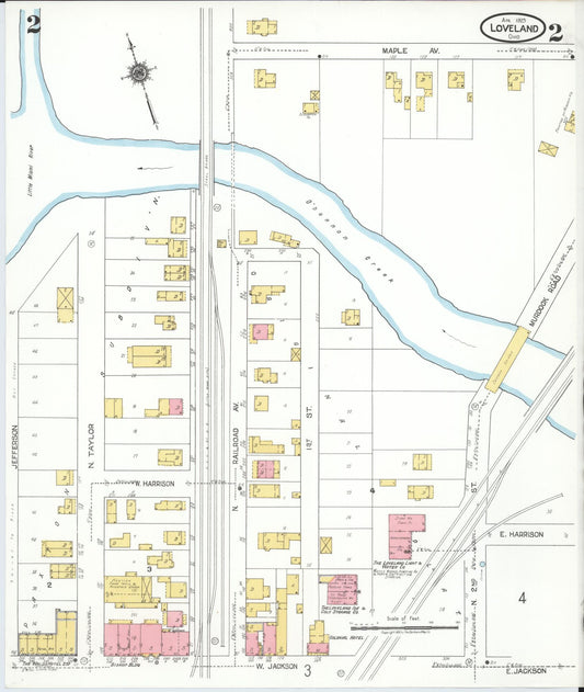 Sanborn Fire Insurance Map from Loveland, Clermont, Hamilton, And Warren County, Ohio (1923), Sheet #0002 - Historic Sanborn Fire Insurance Map Print, vintage old map wall art, antique decor, genealogy gift, Ohio Ohio map