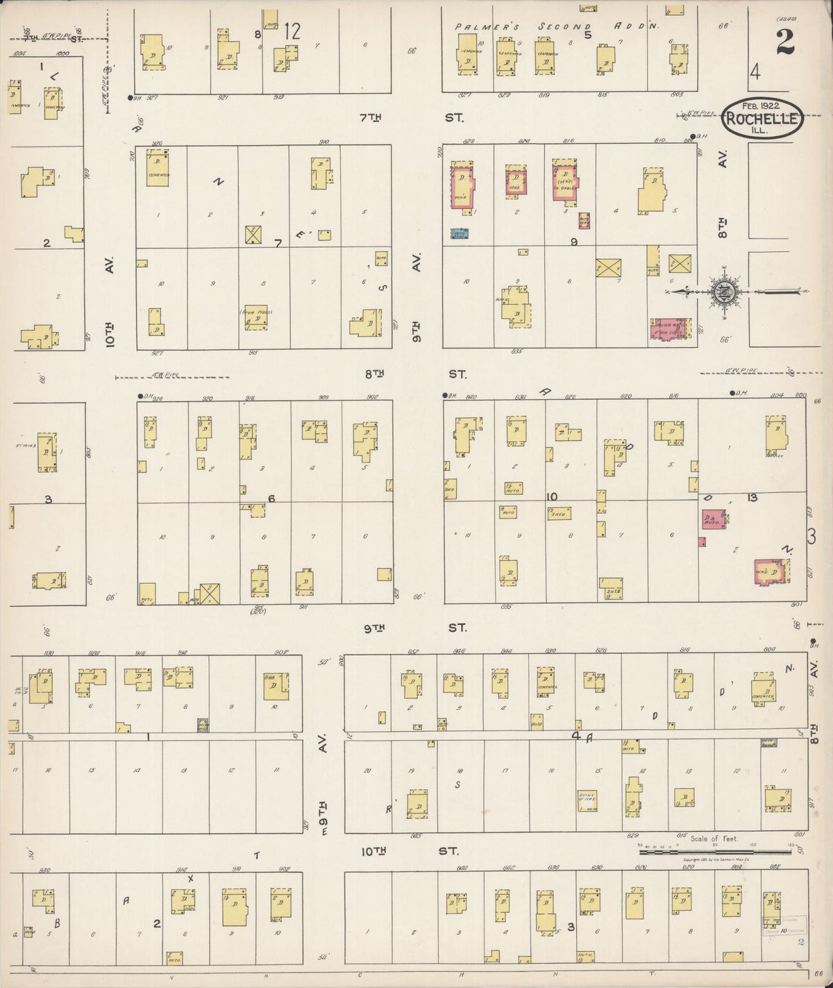 Sanborn Fire Insurance Map from Rochelle, Ogle County, Illinois (1922), Sheet #0002 - Historic Sanborn Fire Insurance Map Print, vintage old map wall art, antique decor, genealogy gift, Illinois Illinois map