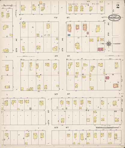 Sanborn Fire Insurance Map from Rochelle, Ogle County, Illinois (1922), Sheet #0002 - Historic Sanborn Fire Insurance Map Print, vintage old map wall art, antique decor, genealogy gift, Illinois Illinois map