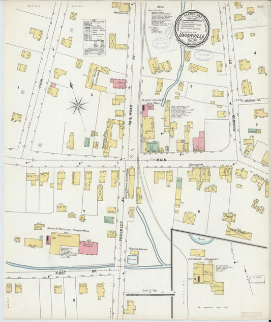 Sanborn Fire Insurance Map from Unionville, Orange County, New York (1898), Sheet #0001 - Historic Sanborn Fire Insurance Map Print, vintage old map wall art, antique decor, genealogy gift, New York New York map
