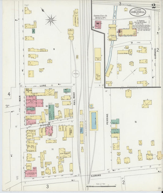 Sanborn Fire Insurance Map from Cobleskill, Schoharie County, New York (1898), Sheet #0002 - Historic Sanborn Fire Insurance Map Print, vintage old map wall art, antique decor, genealogy gift, New York New York map