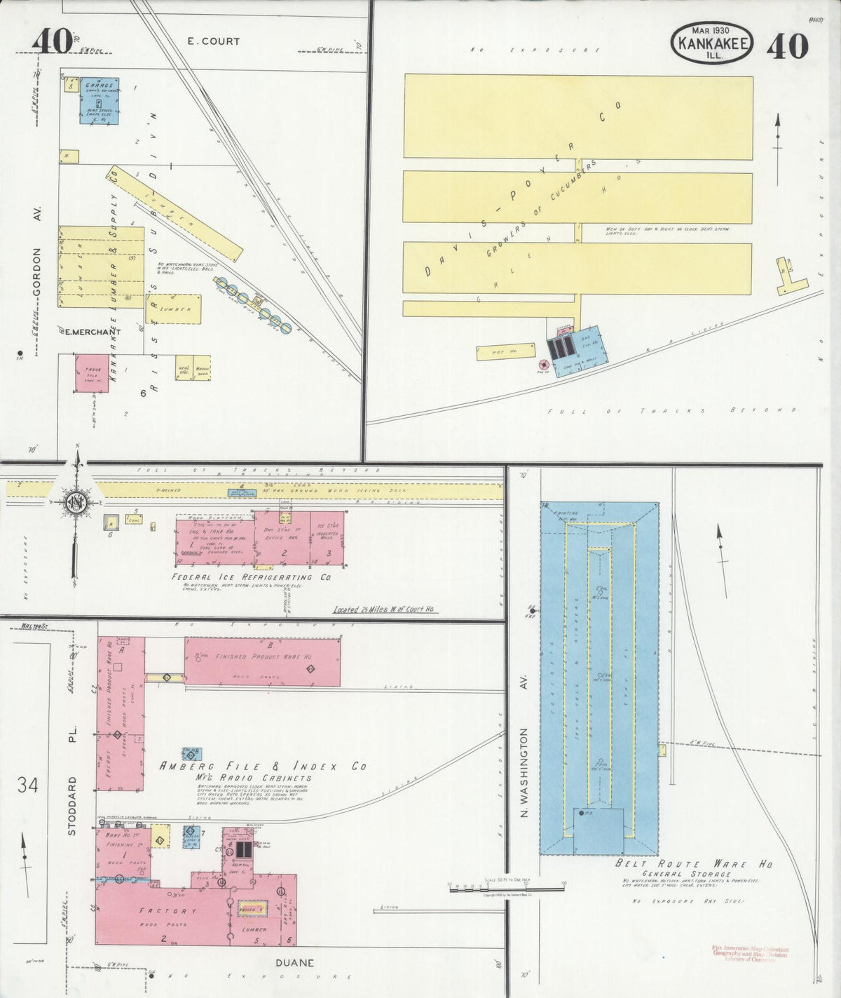 Sanborn Fire Insurance Map from Kankakee, Kankakee County, Illinois (1930), Sheet #0040 - Complete Map Set gallery image, historic Sanborn map, vintage wall art, Illinois Illinois