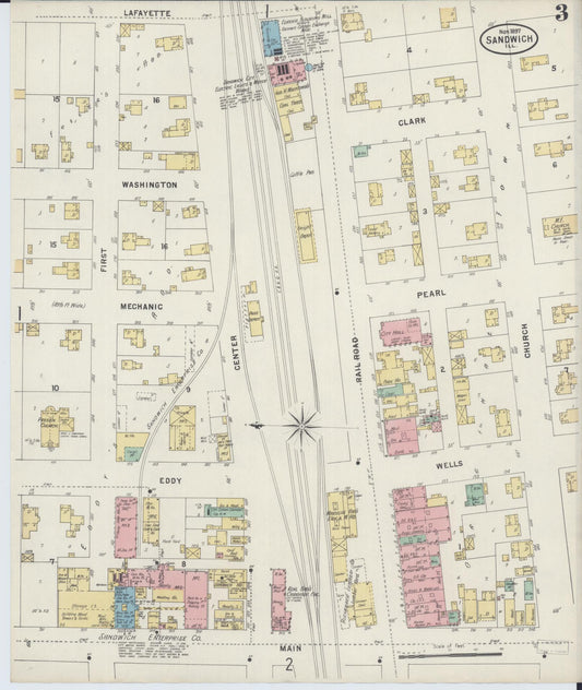 Sanborn Fire Insurance Map from Sandwich, De Kalb County, Illinois (1897), Sheet #0003 - Historic Sanborn Fire Insurance Map Print, vintage old map wall art, antique decor, genealogy gift, Illinois Illinois map