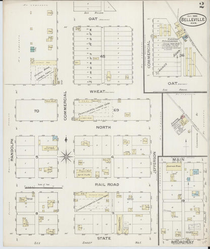 Sanborn Fire Insurance Map from Belleville, Republic County, Kansas (1886), Sheet #0002 - Complete Map Set gallery image, historic Sanborn map, vintage wall art, Kansas Kansas