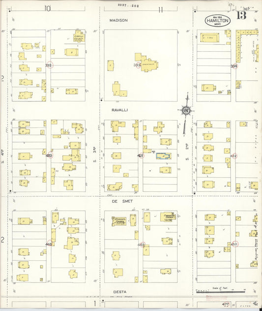 Sanborn Fire Insurance Map from Hamilton, Ravalli County, Montana (1944), Sheet #0013 - Historic Sanborn Fire Insurance Map Print, vintage old map wall art, antique decor, genealogy gift, Montana Montana map