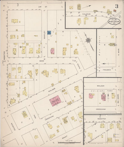 Sanborn Fire Insurance Map from Ash Grove, Greene County, Missouri (1921), Sheet #0003 - Complete Map Set gallery image, historic Sanborn map, vintage wall art, Missouri Missouri