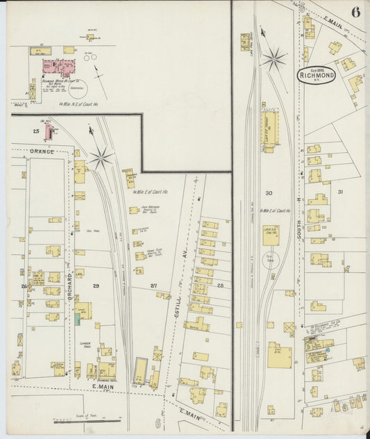 Sanborn Fire Insurance Map from Richmond, Madison County, Kentucky (1895), Sheet #0006 - Historic Sanborn Fire Insurance Map Print, vintage old map wall art, antique decor, genealogy gift, Kentucky Kentucky map