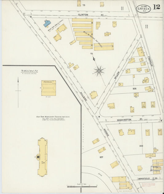 Sanborn Fire Insurance Map from Nyack, Rockland County, New York (1903), Sheet #0012 - Historic Sanborn Fire Insurance Map Print, vintage old map wall art, antique decor, genealogy gift, New York New York map