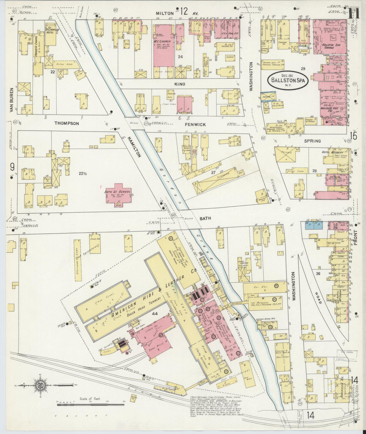 Sanborn Fire Insurance Map from Ballston Spa, Saratoga County, New York (1911), Sheet #0011 - Complete Map Set gallery image, historic Sanborn map, vintage wall art, New York New York
