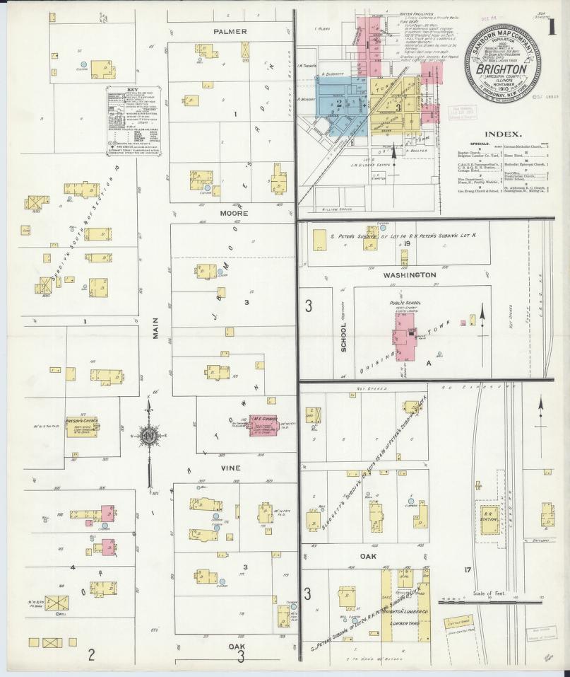 Sanborn Fire Insurance Map from Brighton, Macoupin County, Illinois. (1910) – Map View