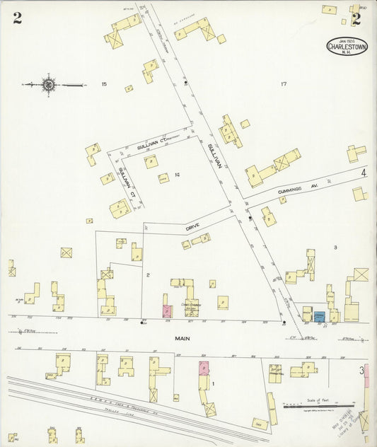 Sanborn Fire Insurance Map from Charlestown, Sullivan County, New Hampshire (1924), Sheet #0002 - Historic Sanborn Fire Insurance Map Print, vintage old map wall art, antique decor, genealogy gift, New Hampshire New Hampshire map