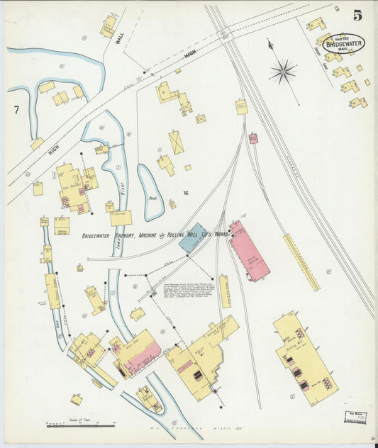 Sanborn Fire Insurance Map from Bridgewater, Plymouth County, Massachusetts (1901), Sheet #0005 - Historic Sanborn Fire Insurance Map Print, vintage old map wall art, antique decor, genealogy gift, Massachusetts Massachusetts map